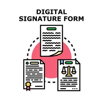 Digital signature form concept, secure electronic documentation Stock Illustration