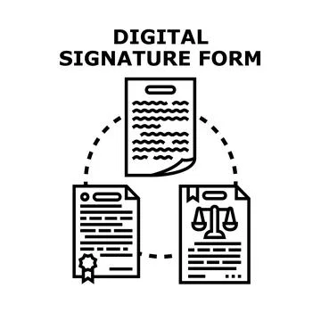 Digital signature form concept, secure electronic documentation Illustrazione stock