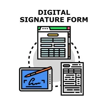 Digital signature form document system presenting electronic agreement Stock-Illustration