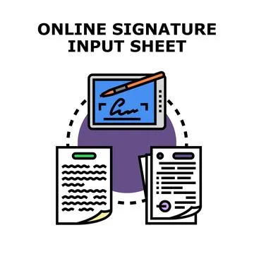 Digital signature input concept for electronic documents Stock Illustration