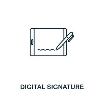 Digital Signature outline icon. Thin line style design from blockchain icons Stock Illustration