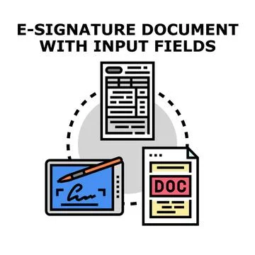 Digital signature process creating official electronic documents Stock Illustration