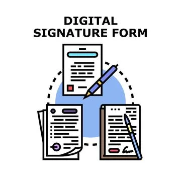 Digital signature process validating online secure agreements Stock Illustration