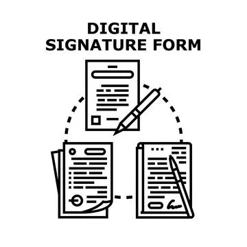 Digital signature process validating online secure agreements Stock Illustration