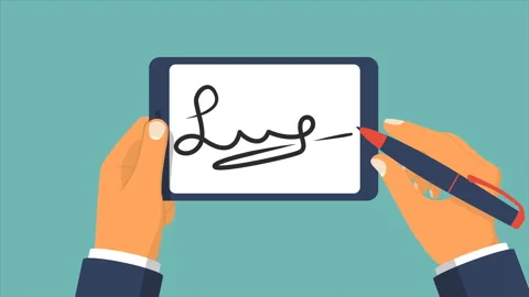 Digital signature on tablet Stock Footage 98922488