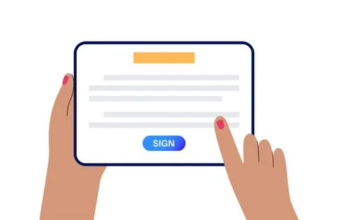 Digital signing on tablet Stock Illustration