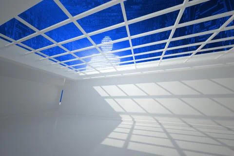 Digital silhouette seen through window Illustrazione stock