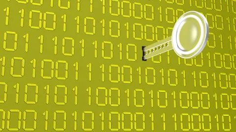 Digital silver key on gold Stock Illustration
