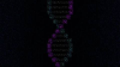 Digital simple DNA helix model made of ones and zeros on computer screen Stock Footage 126116792