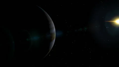 Digital simulation of planet Jupiter and moons. Stock Footage 142401401