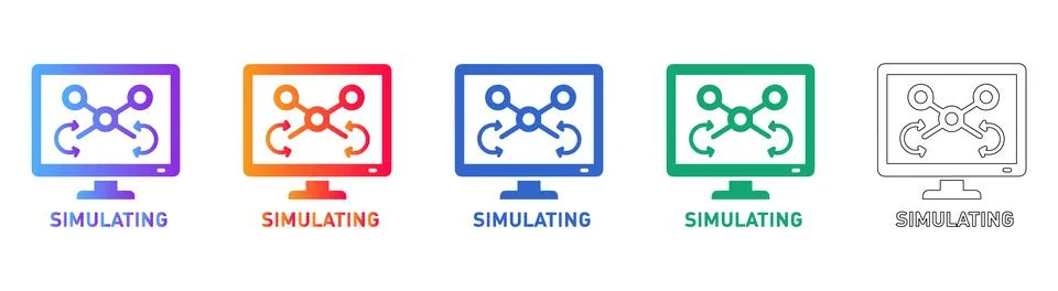 Digital Simulation Software Concept Icons Stock Illustration