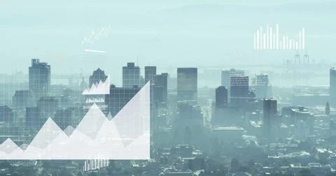 A digital simulation of statistics and financial data processing Foto stock