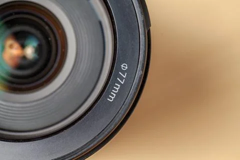 Digital single lens reflex camera objective on blurry background Stock Photos