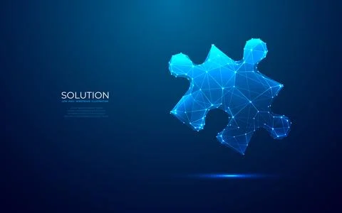 Digital single puzzle. Technology light jigsaw piece .Blue background Stock Illustration