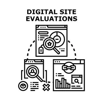 Digital site evaluations analyzing online web content Stock Illustration