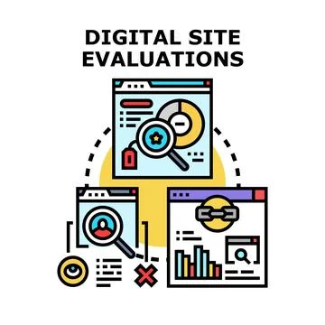 Digital site evaluations analyzing online web content Stock Illustration
