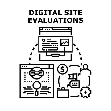 Digital site evaluations measuring website performance Stock Illustration