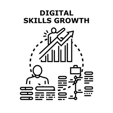 Digital skills growth developing professional career progress 库存插图