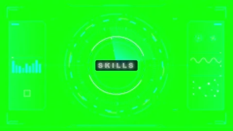 Digital skills hud interface with animated radar and data analytics on gree.. Stock Footage 337553312