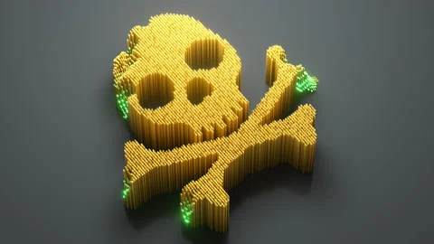 Digital skull and crossbones from numbers 3D render animation Stock Footage 164788443