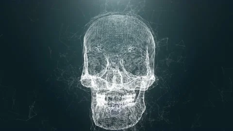 Digital skull. Concept of human anatomy, hacking, internet crime 스톡 동영상 135752008