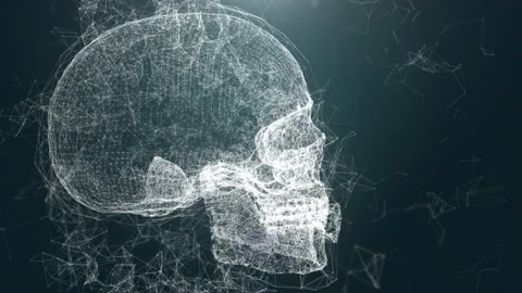 Digital skull. Concept of human anatomy, hacking, internet crime 스톡 동영상 135829681