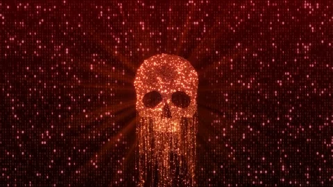 Digital Skull Data Breach Cyber Threat Binary Code Glowing particles binary code Stock Footage 341900914