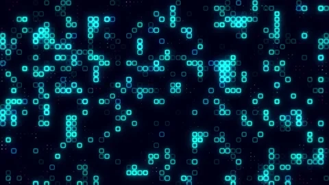 Digital sky blue cube pattern grid. Dancing round cube sky blue color neon .. Stock Footage 225500845