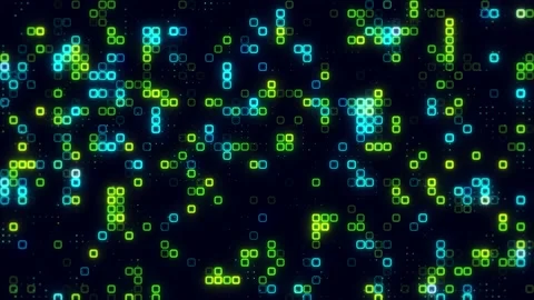 Digital sky blue green cube pattern grid. Dancing round cube blue color neo.. Stock-Footage 225500375
