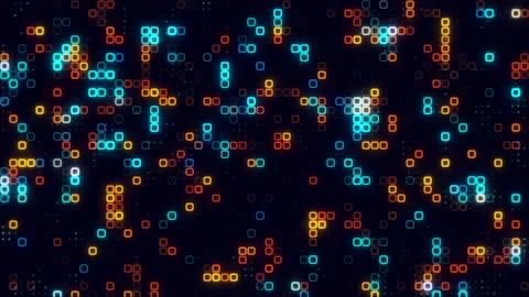 Digital sky blue orange cube pattern grid. Dancing round cube blue color ne.. Vídeos de archivo 225500847