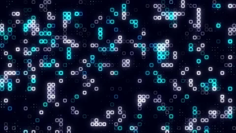 Digital sky blue white cube pattern grid. Dancing round cube blue color neo.. Vídeos de archivo 225501599