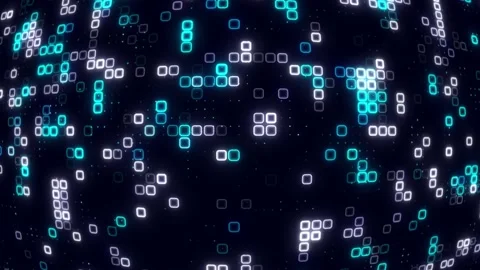 Digital Sky blue white cube pattern grid Dancing round cube Sky blue color .. 스톡 동영상 225663461