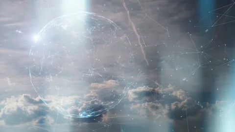 Digital sky with globe motion Stock Footage 105471300