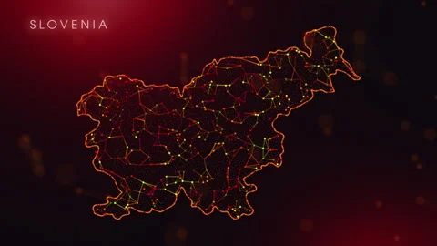 Digital Slovenia Map Motion Reveal With Abstract Red And Orange Plexus Netw.. Stock Footage 330675503