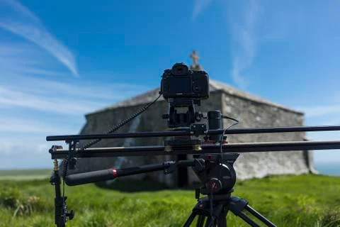Digital SLR Canon Camera on a motion controlled track creating a timelapse, S Stock Photos