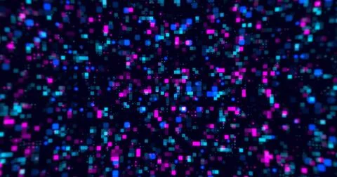 Digital small squares and circles moving background. Hi tech flickering mov.. Stock Illustration