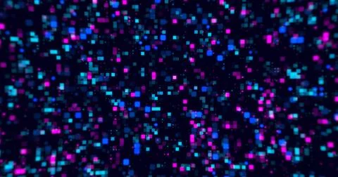 Digital small squares and circles moving background. Hi tech flickering mov.. Stock Illustration