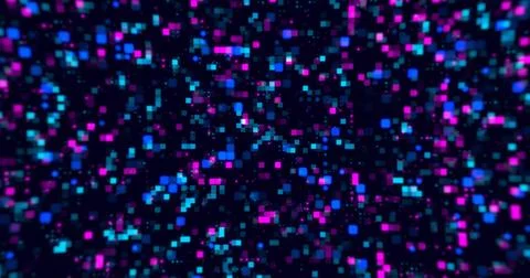 Digital small squares and circles moving background. Hi tech flickering mov.. Stock Illustration
