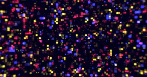 Digital small squares and circles moving background. Hi tech flickering mov.. Stock Illustration