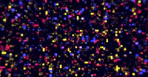 Digital small squares and circles moving background. Hi tech flickering mov.. Stock Illustration