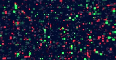 Digital small squares and circles moving background. Hi tech flickering mov.. Stock Illustration