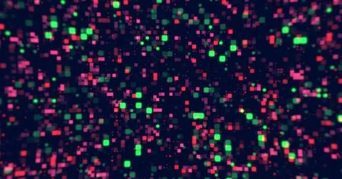 Digital small squares and circles moving background. Hi tech flickering mov.. Stock Illustration