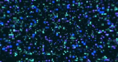 Digital small squares and circles moving background. Hi tech flickering mov.. Stock Illustration
