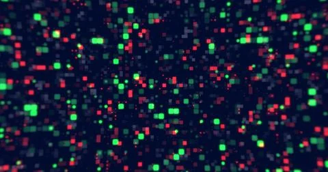 Digital small squares and circles moving background. Hi tech flickering mov.. イラスト素材