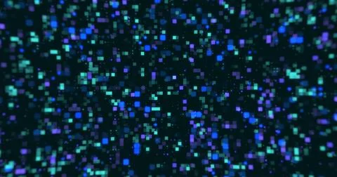 Digital small squares and circles moving background. Hi tech flickering mov.. Stock Illustration