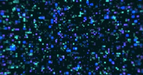 Digital small squares and circles moving background. Hi tech flickering mov.. Stock Illustration