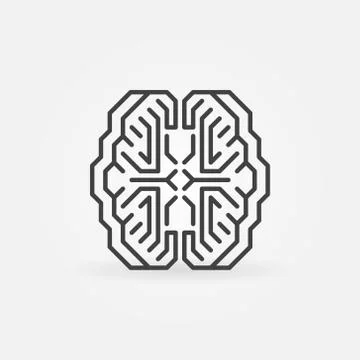 Digital Smart Brain vector minimal concept outline icon Illustrazione stock