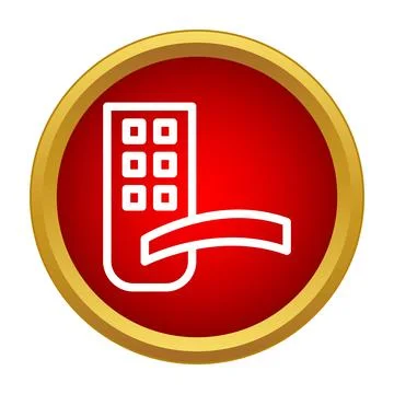 Digital smart door lock icon protecting home security Stock Illustration