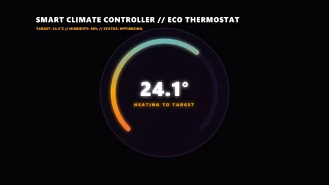 Digital smart home thermostat displaying precise temperature regulation and.. Stock Footage 343285231