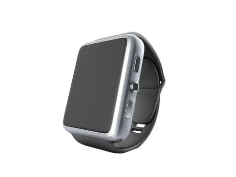 Digital smart watch or clock with icons 3d render on white no shadow Illustrazione stock